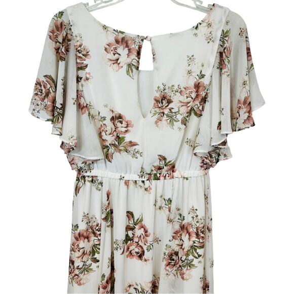 Torrid Ivory Floral Chiffon Skater Dress Flutter Sleeves - Picture 6 of 15